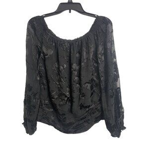 White House Black Market S Black Floral Sheer‎ Whimsigoth Top Grunge